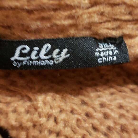 Lily by Firmiana Cognac Crocheted Oversized Open Front Cardigan Sweater … - Picture 3 of 4